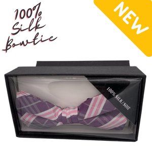 Brand New Purple and Pink Checkered Bow Tie